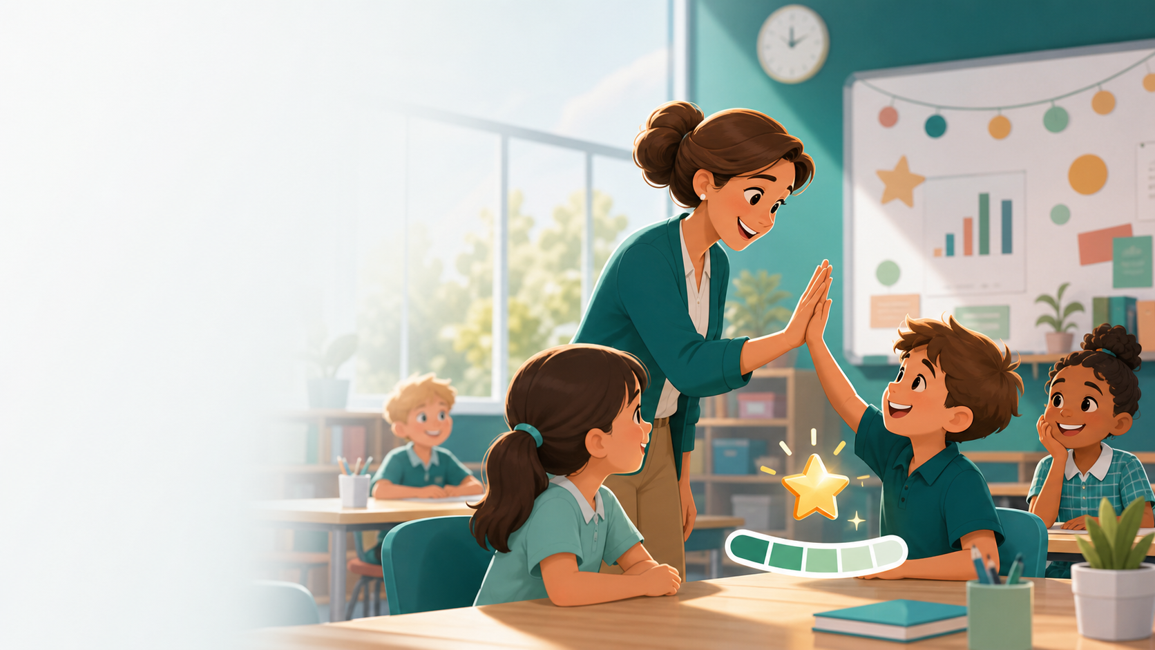 Teacher recognising positive student behaviour